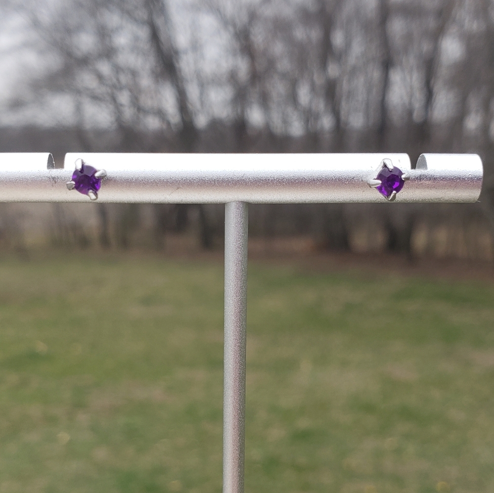 Elegant Purple, Pink, And Clear Stud Earrings - Picture 6 of 15